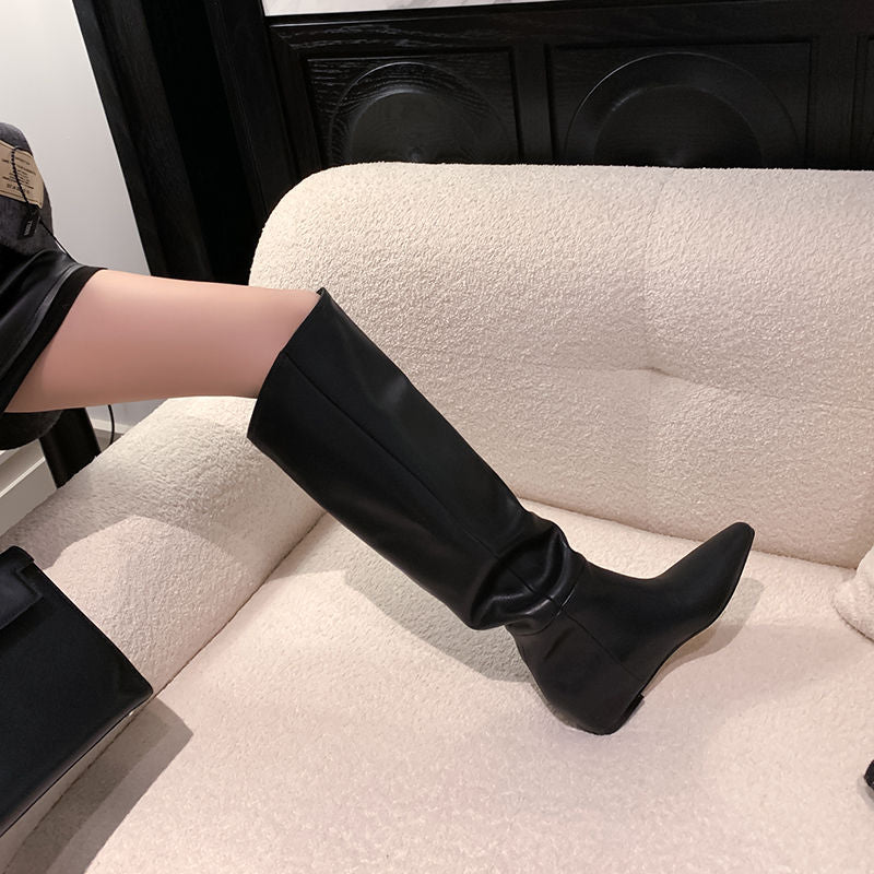 Karin Luna Elegant Style Slanted Inner Height-Increasing Long Boots