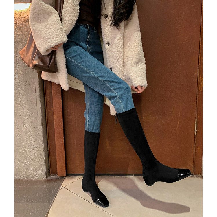 Karin Luna In Stock In Stock Patchwork Long Boots Elegant Versatile
