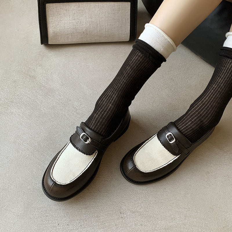 Karin Luna Casual Shoes Series~  In stock Classic color-blocking British style deep-mouth single shoes