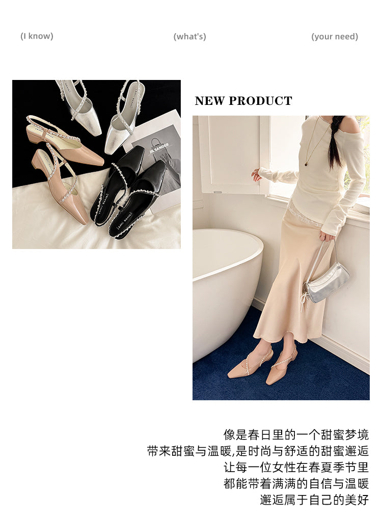 Karin Luna In Stock In Stock  Fresh Summer Vibes  Rhinestone Small Square Toe Elegant Closed-Toe Sandals