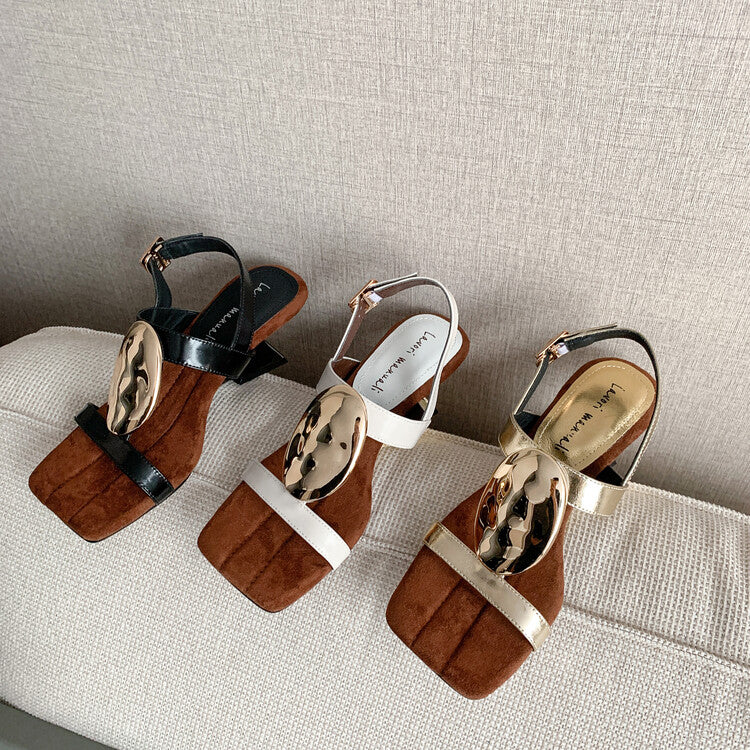 Karin Luna Hot-Selling Fasteners  Irregular Heel Open-Toe Sandals