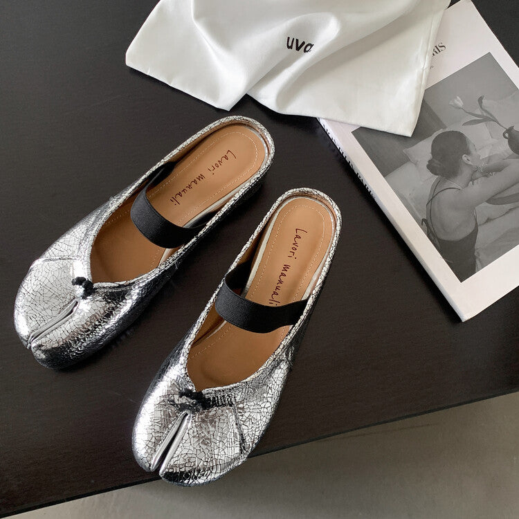 Karin Luna Classic Split-Toe Shoes  Explosive Pattern One-Strap Mary Jane Height-Increasing Full Leather Closed-Toe Slippers