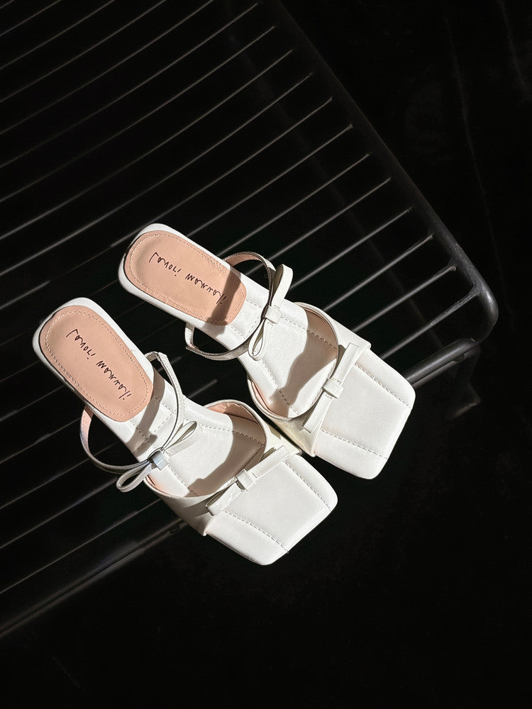 Karin Luna Hot Item Hot Item Self-Flow Square-Toe Irregular Heel Slippers