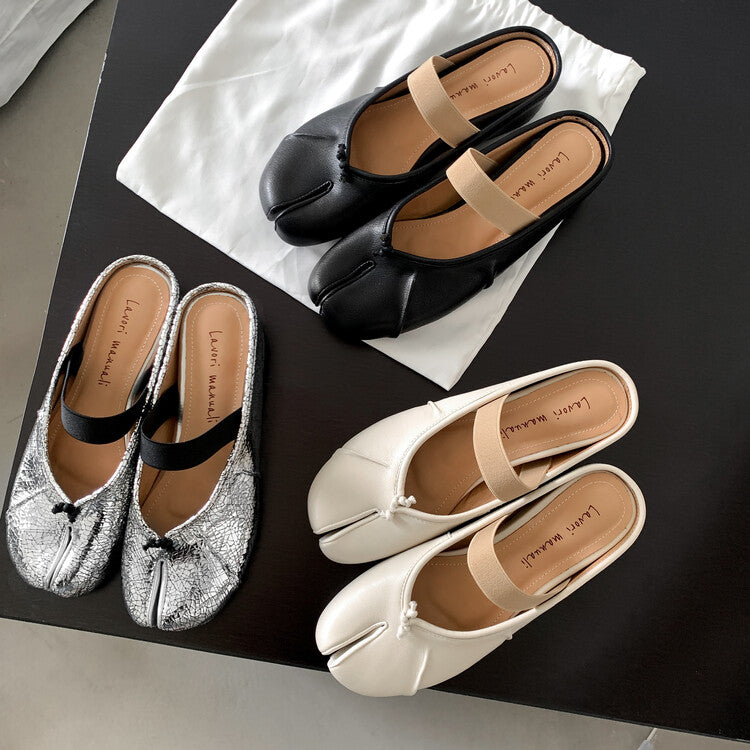 Karin Luna Classic Split-Toe Shoes  Explosive Pattern One-Strap Mary Jane Height-Increasing Full Leather Closed-Toe Slippers