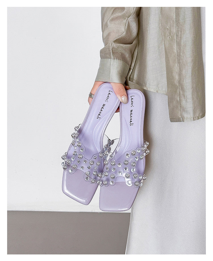 Karin Luna In Stock Spot Goods Classic versatile transparent sequin slippers