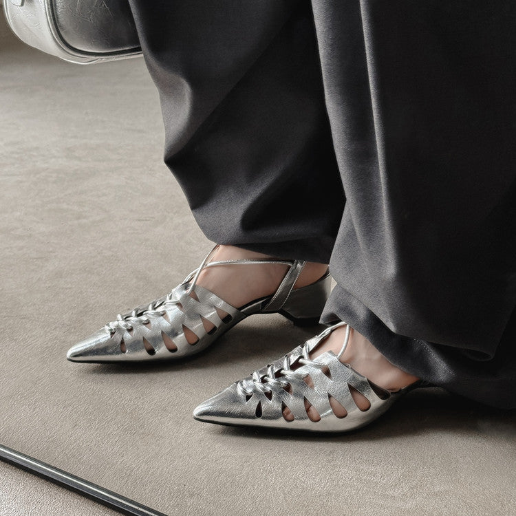 Karin Luna Braided Style ~Cross-woven Pointed Toe Closed-toe Sandals