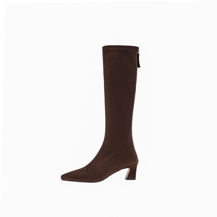 Karin Luna In Stock In Stock  Square Toe Chunky Heel Korean Style Elegant Long Boots