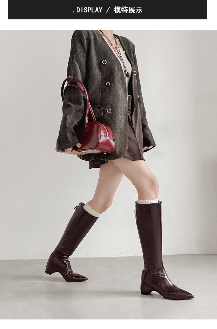 Karin Luna Elegant Style Pointed Toe Internal Height Increase Long Boots