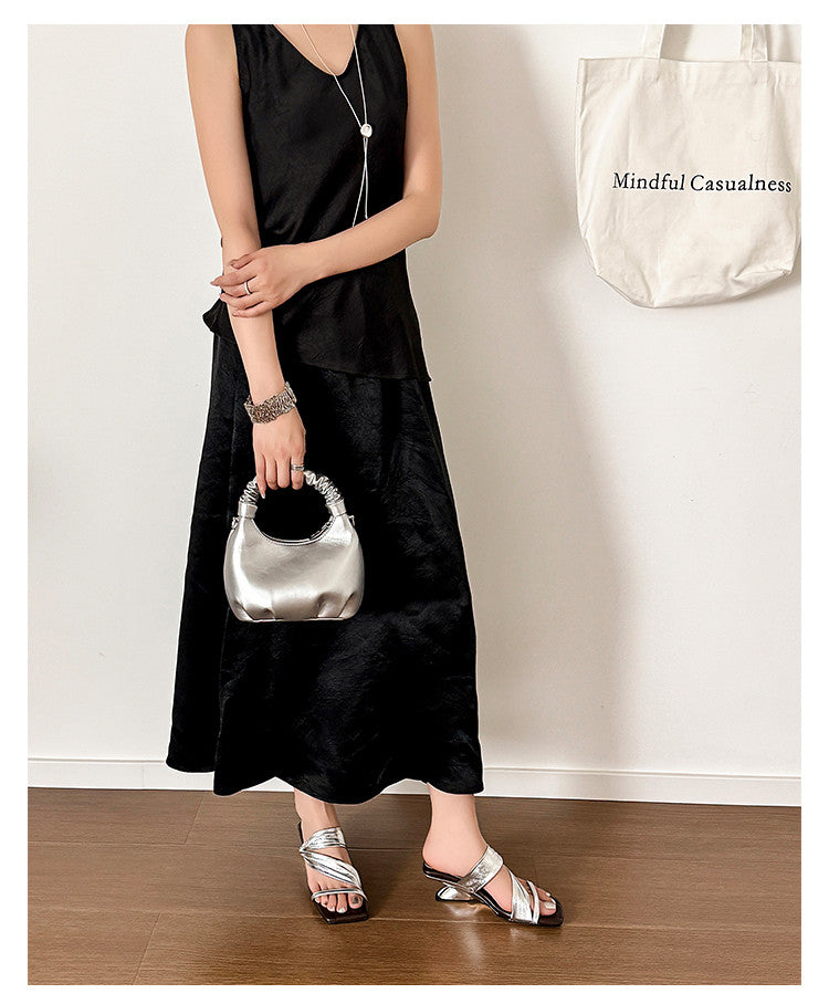 Karin Luna In Stock Spot Goods Minimalist Style Square-Toed Irregular Heel Slippers