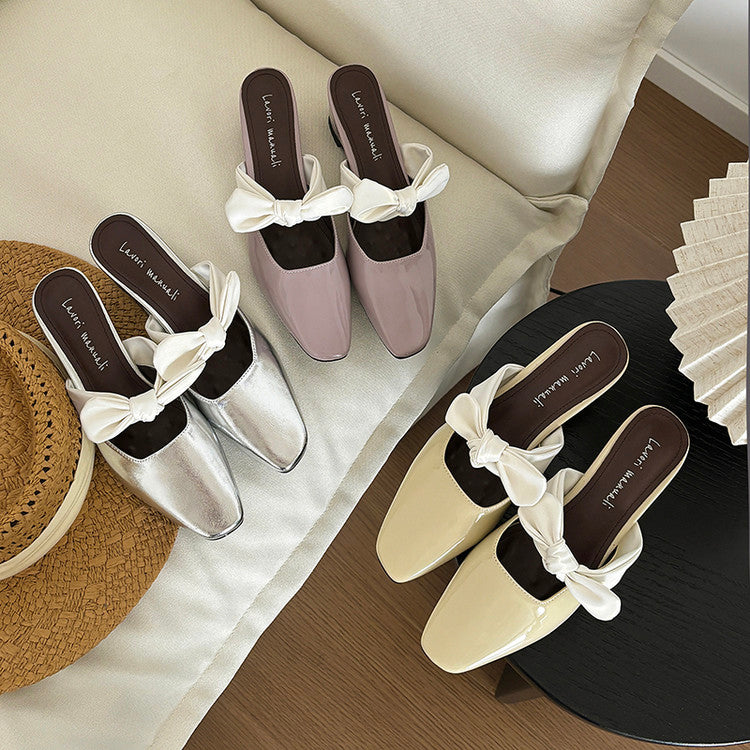 Karin Luna In Stock In Stock  Fluffy feel Bowknot Closed-Toe Slippers