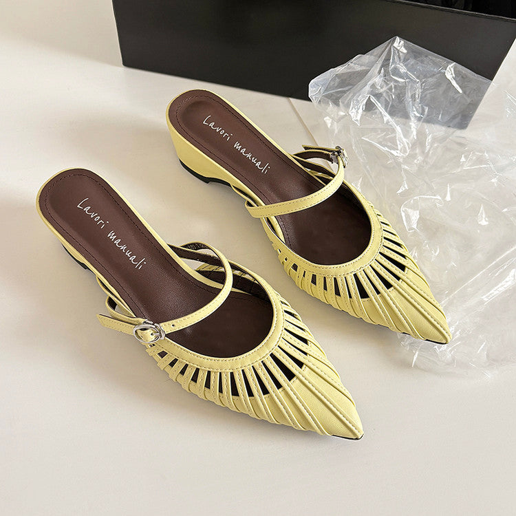 Karin Luna Casual Feel~In stock Pointed Toe Hollow Design Note Pointed Toe Slippers