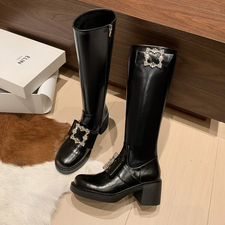 Karin Luna has prepared stock  Custom Large Square Buckle Bowknot Fastener Elegant Long Boots