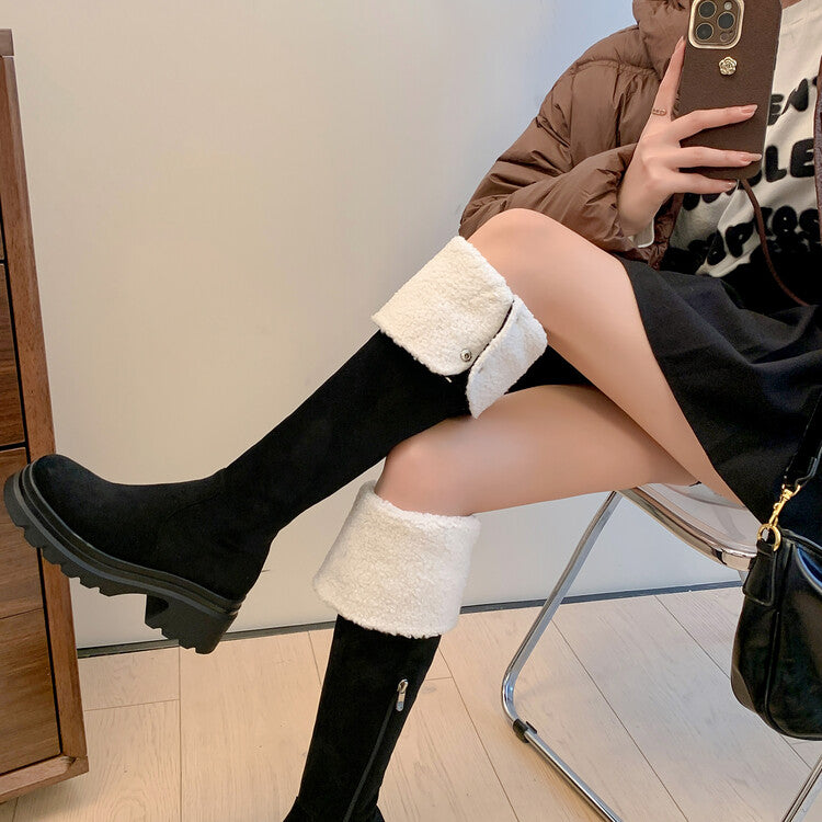 Karin Luna has prepared stock  Main Push Main Push  Hot-selling Large Sole Self-flowing Foldable Round Toe Over-the-Knee Boots