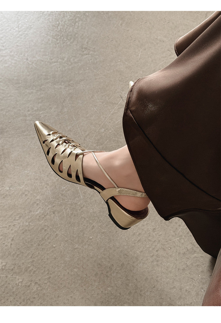 Karin Luna Braided Style ~Cross-woven Pointed Toe Closed-toe Sandals