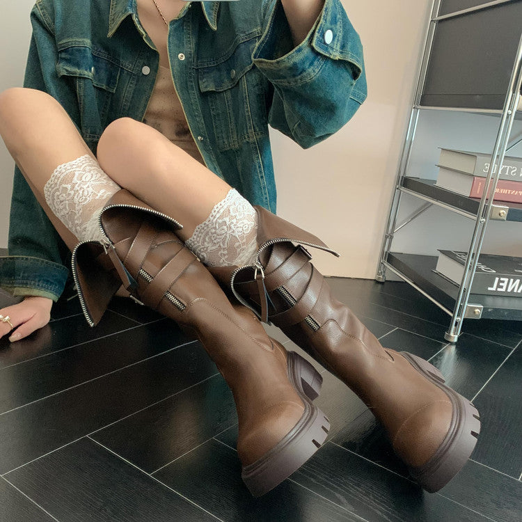 Karin Luna In Stock In-stock Foldable Niche Thick-soled Knight Boots