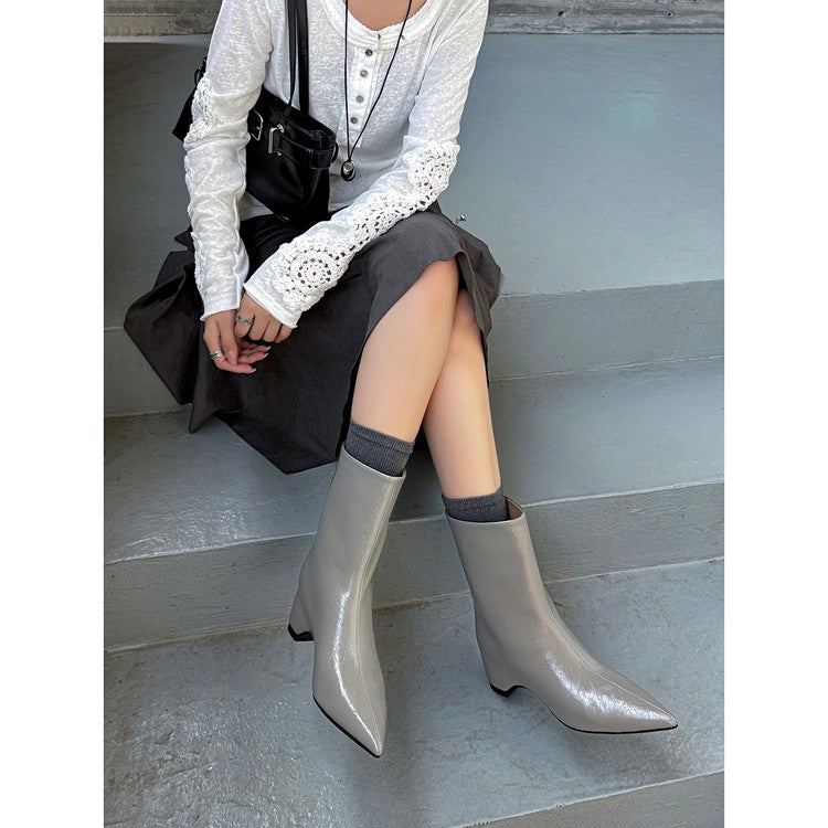 Karin Luna Elegant Pointed Toe Hidden Wedge Short Boots