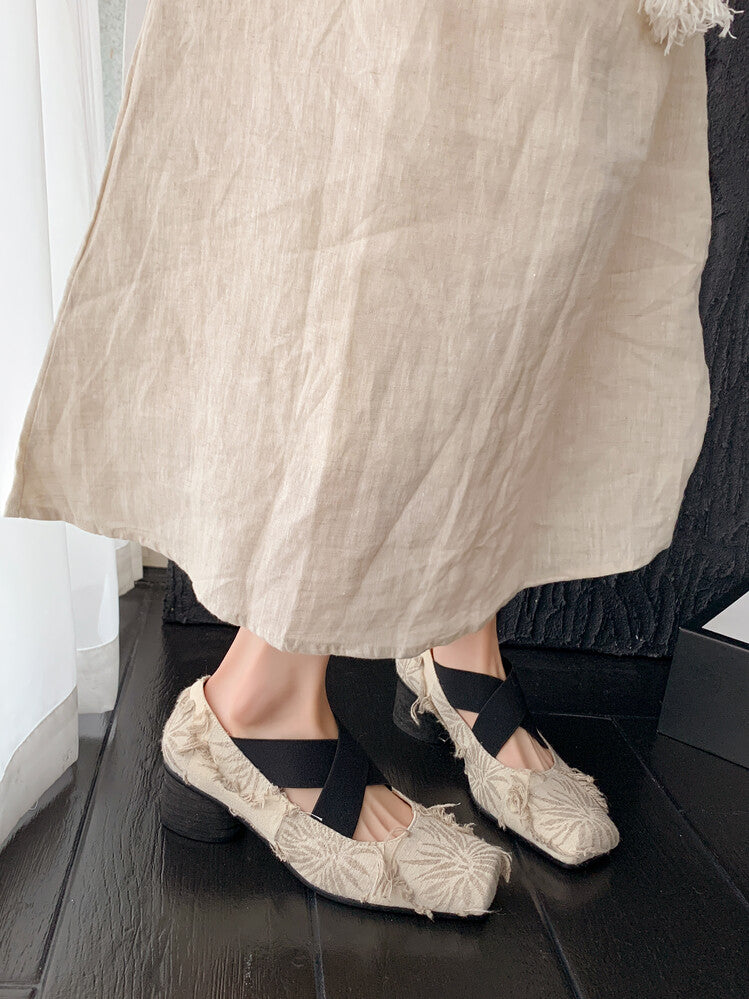 Karin Luna Chinese Pop is the Top Flow~ Orchid Pavilion Preface  New Chinese Style National Aesthetics Retro Cross Strap Mary Jane Shoes