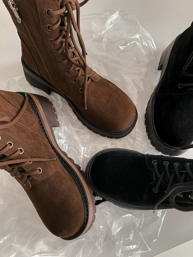 Karin Luna In Stock Casual style thin strap round toe suede ankle boots