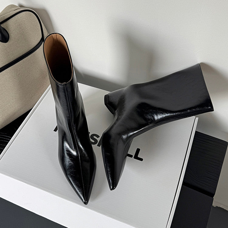Karin Luna Elegant Pointed Toe Hidden Wedge Short Boots