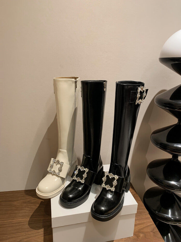Karin Luna has prepared stock  Custom Large Square Buckle Bowknot Fastener Elegant Long Boots