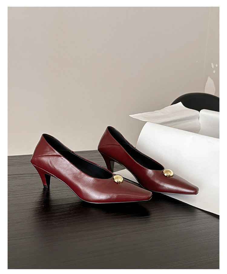Karin Luna In Stock In Stock ~Basic Versatile French Style Small Square Toe Shallow Mouth Single Shoes