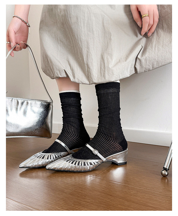 Karin Luna Casual Feel~In stock Pointed Toe Hollow Design Note Pointed Toe Slippers
