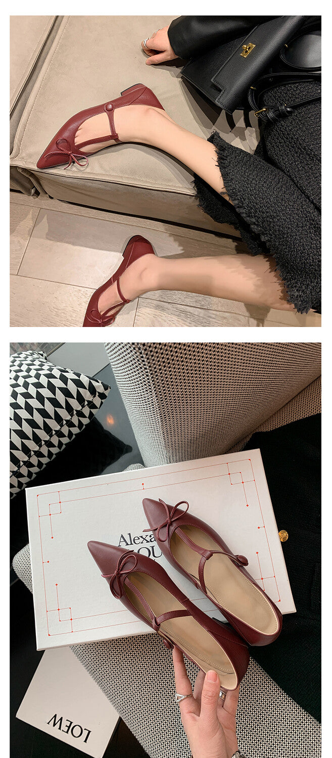 Karin Luna is a perfect Korean drama heroine~French Retro Style Full leather inside and out Pointed Bowknot