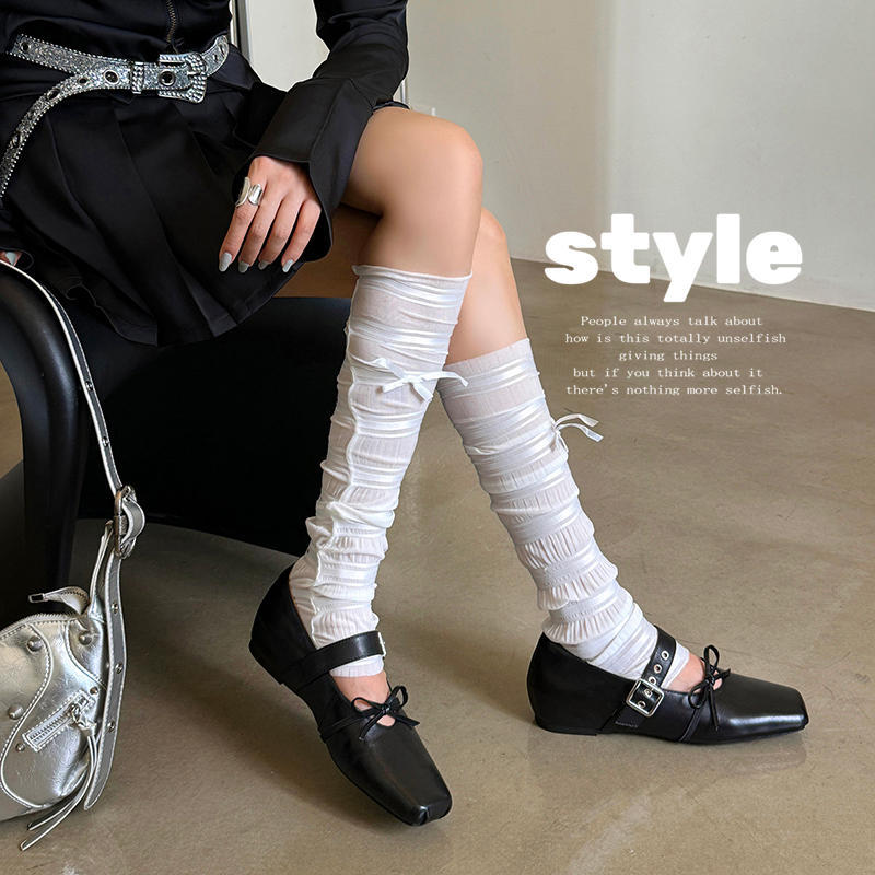 Karin Luna In Stock Spot Goods  Square Toe Internal Height Increase Detachable Bowknot