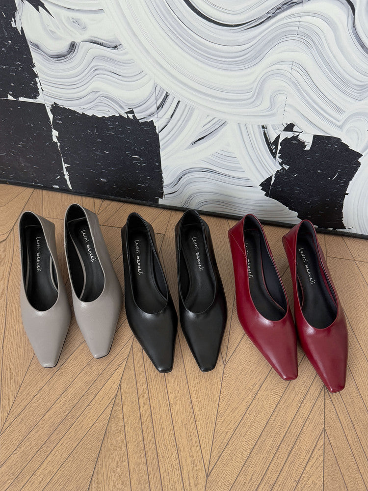 Karin Luna In Stock In Stock ~Basic Versatile French Style Small Square Toe Shallow Mouth Single Shoes