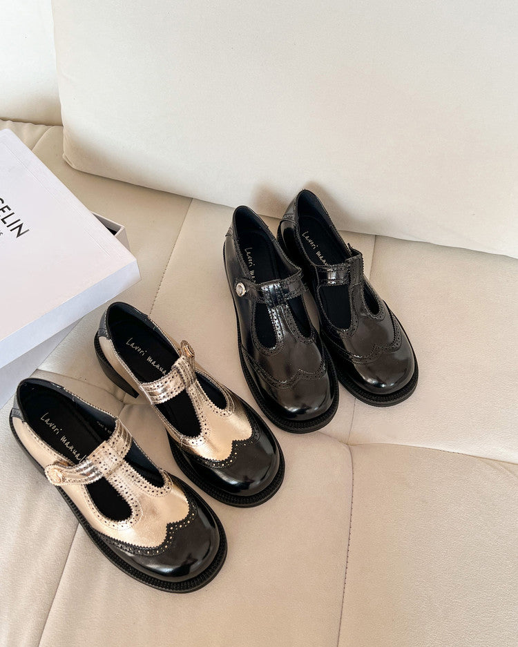 Karin Luna In Stock Spot Goods  Color Matching t Round Toe British Style Single Shoes