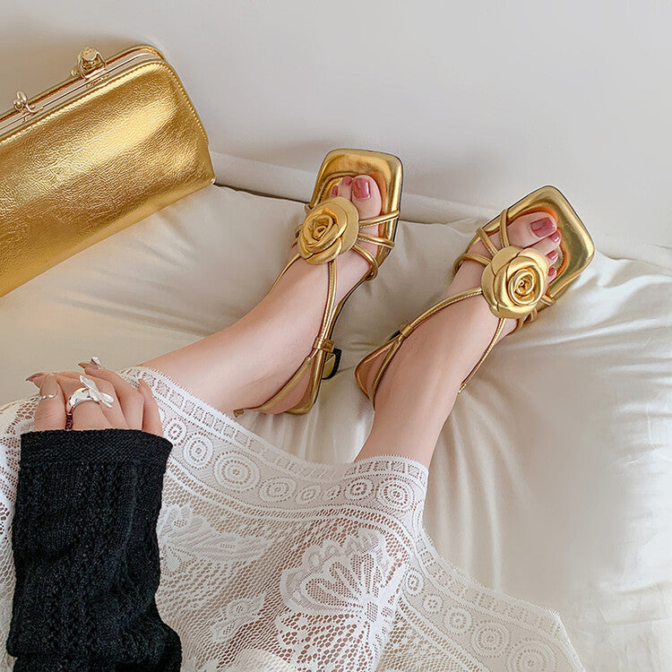 Karin Luna Exquisite Camellia ~French Retro Open-Toe Sandals