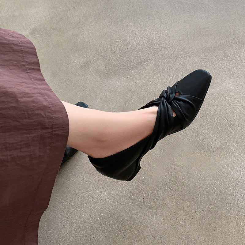 Karin Luna Cross Design Square Toe Hidden Wedge Shoes