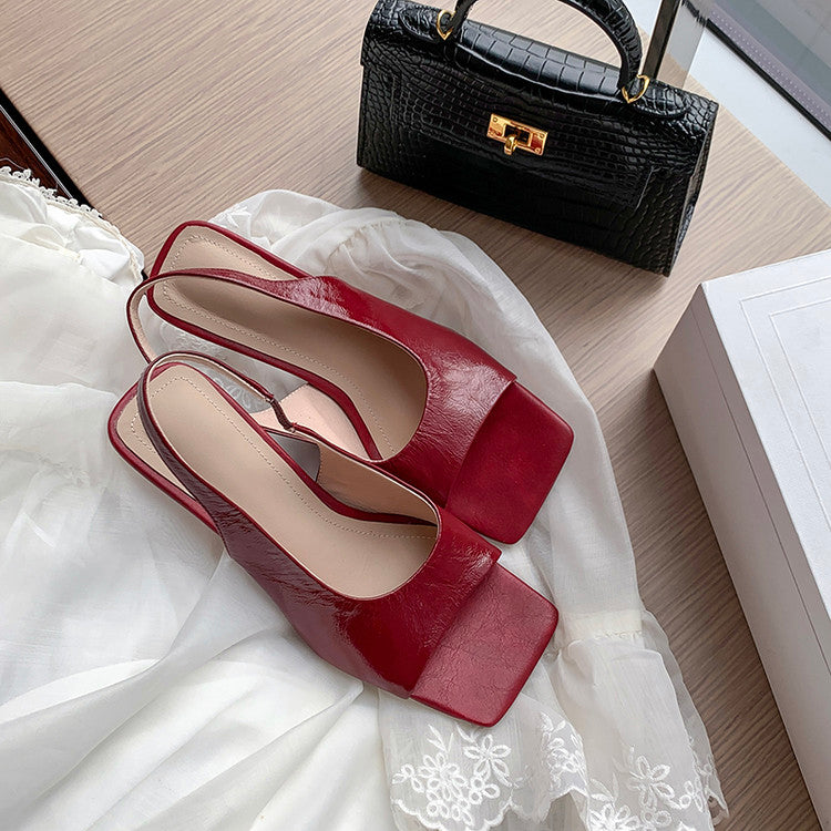 Karin Luna Classic Style Square Toe Open Toe French Retro Sandals