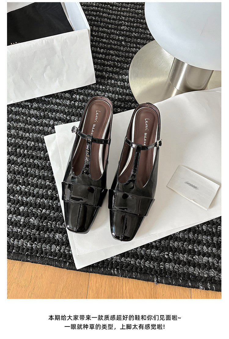 Karin Luna In Stock Spot Goods  t Square-Toed Full Leather Basic Slippers