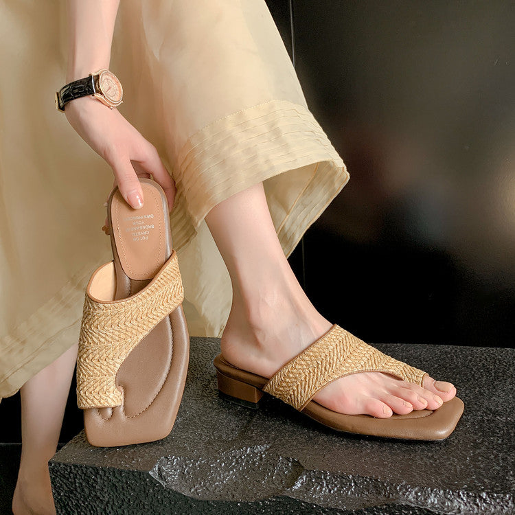 Karin Luna Bestseller  Popular  Data Hot-Selling Toe-Clip Straw Vacation Style Slippers