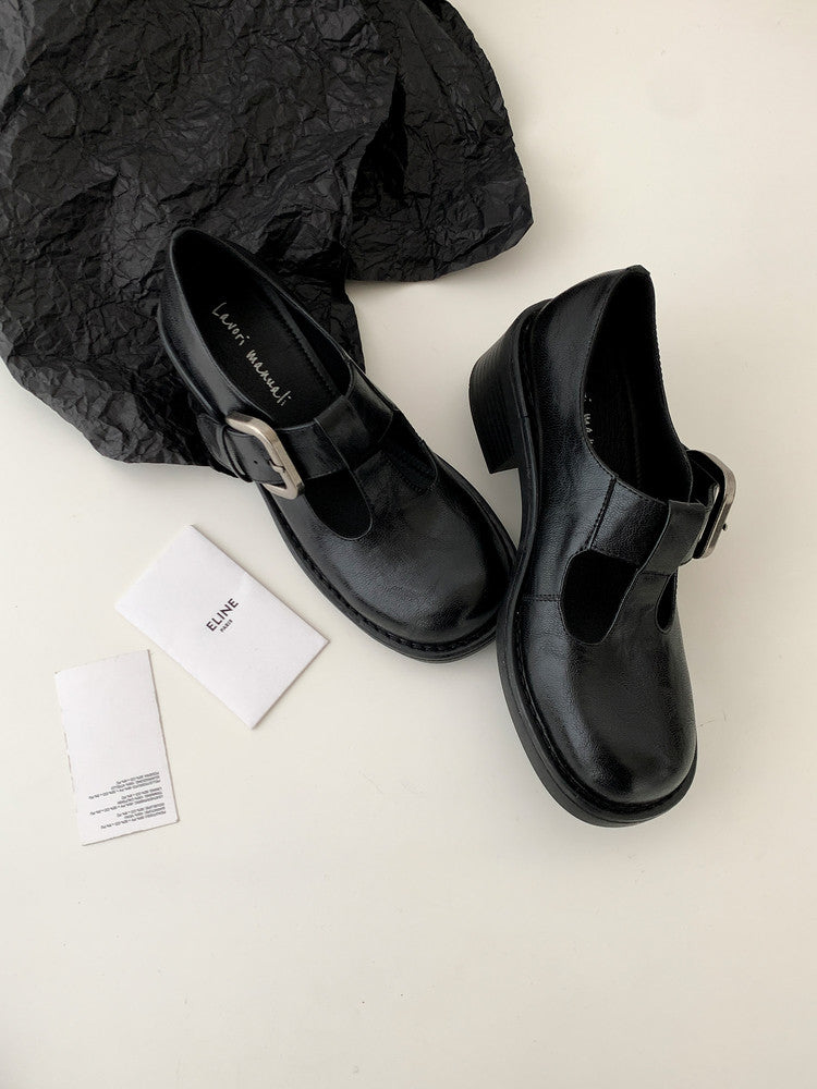 Karin Luna In Stock Spot Goods round Head t Round Toe British Style Single Shoes