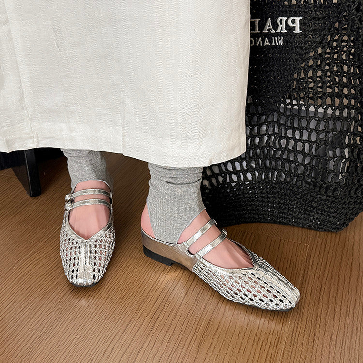 Karin Luna In Stock Spot Goods Hollow Woven One-Strap Closed-Toe Slippers