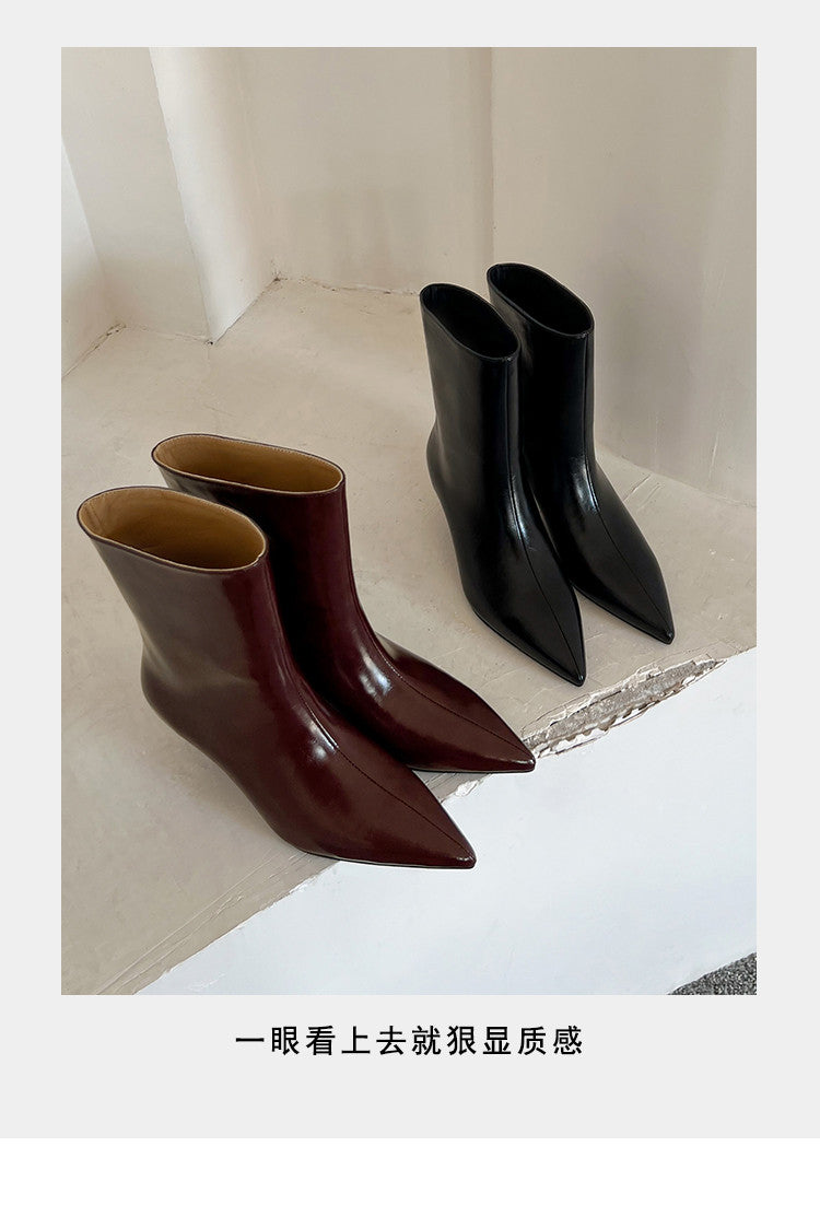 Karin Luna In Stock Spot Goods Minimalist Tube Kitten Heel Short Boots