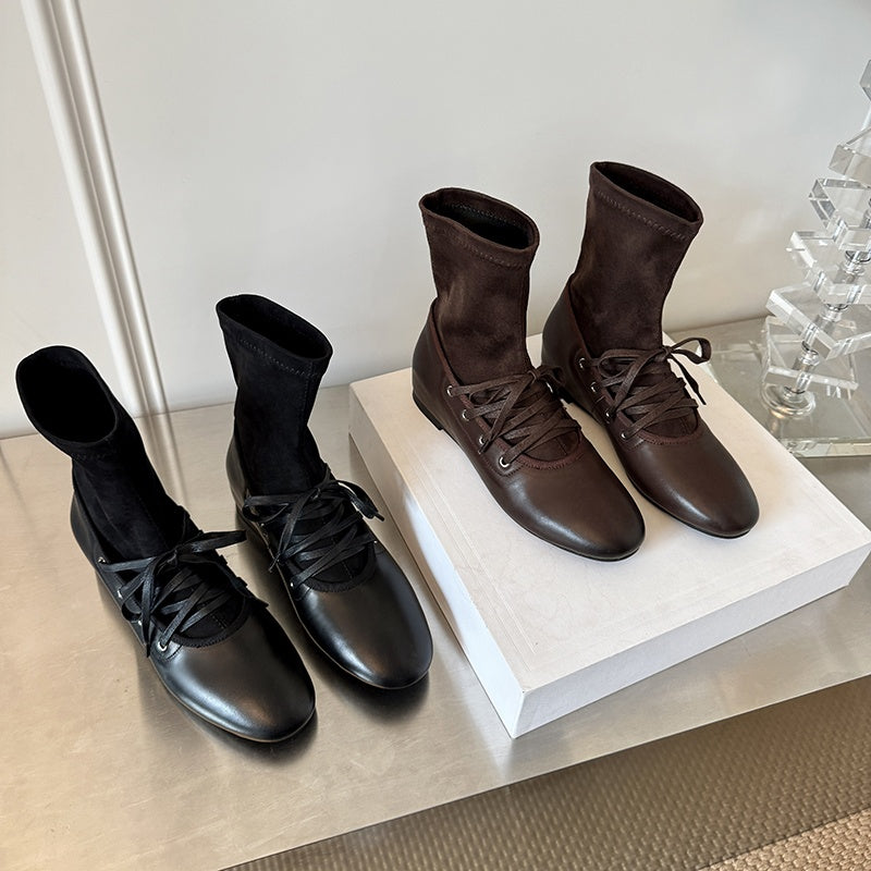 Karin Luna Round Toe Internal Height Increase Lace-up Ankle Boots