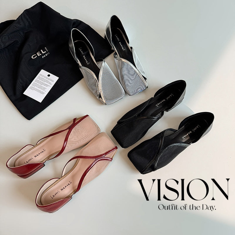 Karin Luna In Stock Spot Goods  Square Toe Mesh Sandals