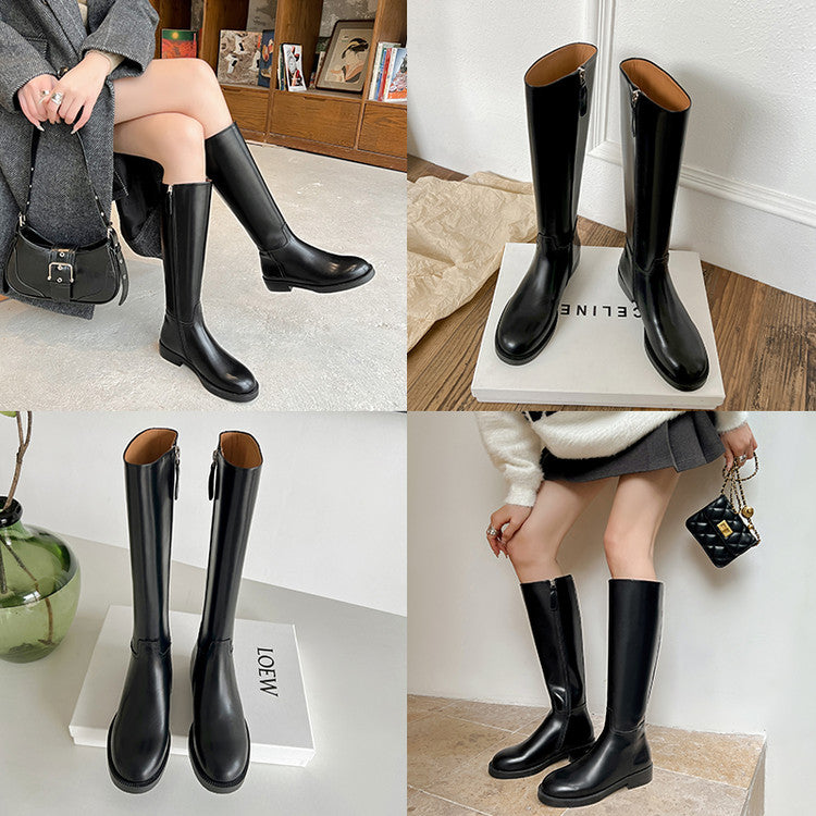Karin Luna In Stock In-stock Basic Classic Timeless Round Toe Casual Riding Boots