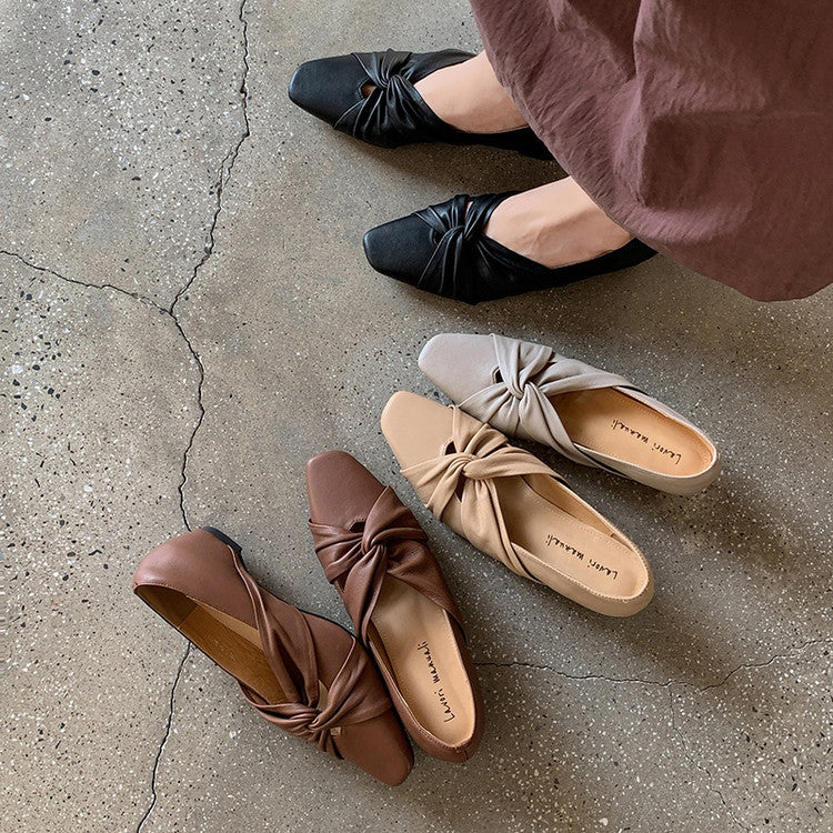 Karin Luna Cross Design Square Toe Hidden Wedge Shoes