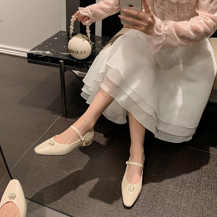 Karin Luna Camellia Story~In stock  Full Leather Shallow Mouth Single Shoes