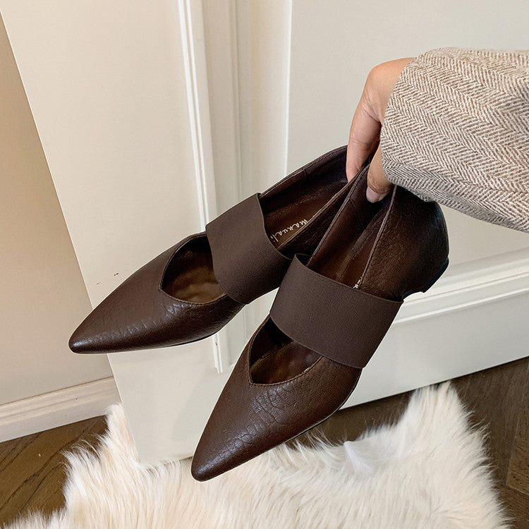 Karin Luna  Popular Pointed Toe Hidden Heel Strap Single Shoes