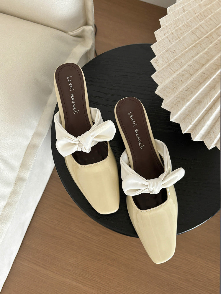 Karin Luna In Stock In Stock  Fluffy feel Bowknot Closed-Toe Slippers
