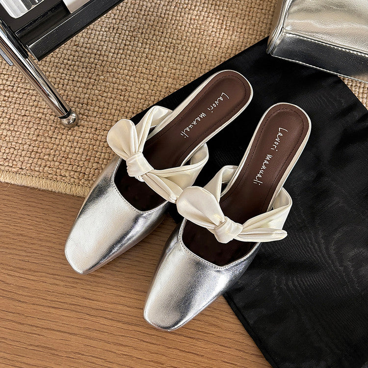 Karin Luna In Stock In Stock  Fluffy feel Bowknot Closed-Toe Slippers