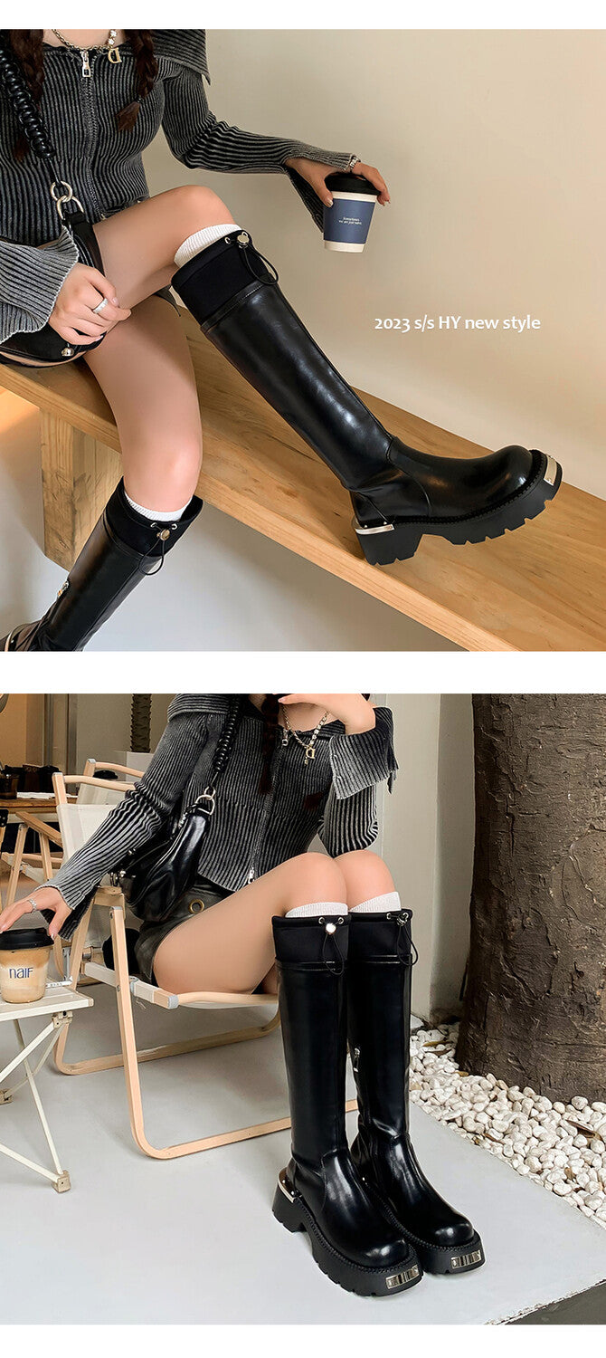 Karin Luna High Volume Bestseller  Comes with data plan included Front Metal Patch Drawstring design Full Cowhide Long Boots