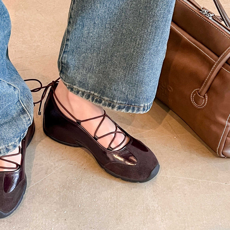 Karin Luna Basic Versatile British Style Casual Lace-up Flats