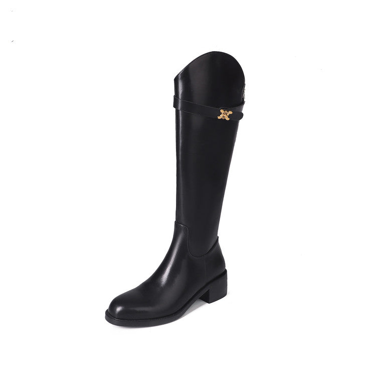 Karin Luna In Stock Classic Style Now Round Toe Flat Bottom Casual Slimming Knight Boots