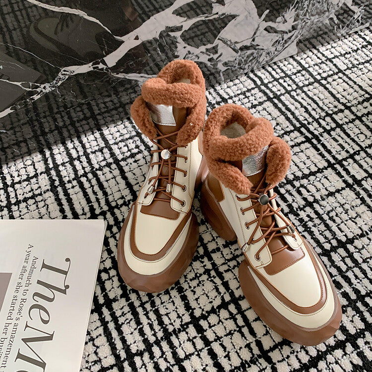 Karin Luna In Stock  Spot Goods  Hot-selling Sports Thick Sole Thickened Fur Snow Boots Full cowhide